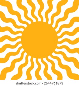 Bright yellow sun graphic with wavy rays emanating from a central circle, representing warmth and positivity 