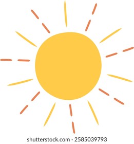 Bright Yellow Sun with Hand-Drawn Rays