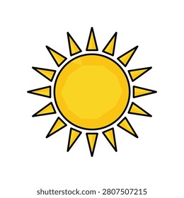 Bright yellow sun icon illustration with illustration environment isolated abstract radiance daylight forecast