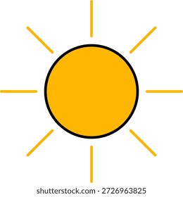 Hellgelbe Sonne Symbol mit Strahlen