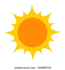 Bright yellow sun icon. Vector illustration