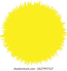 Bright Yellow Sun Illustration with Abstract Spikes  ,artistic yellow sun illustration with abstract spiked edges, perfect for summer designs, kids' art, or nature-themed graphics