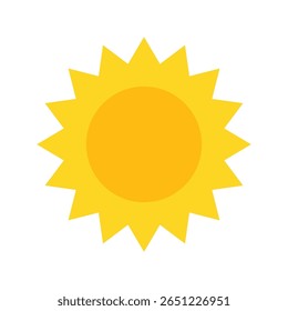 Sol amarelo brilhante. isolado no fundo branco