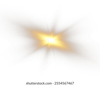 Bright yellow sun, PNG. Starburst, soft glow of rays. Starburst starburst burst with bright sparks of rays, isolated on white background. Vector illustration of abstract yellow burst.