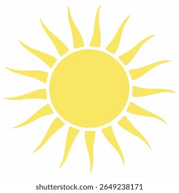 Bright yellow sun with radiating sunrays illustration