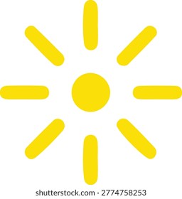 Bright yellow sun with stylized rays circle