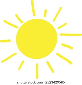 Bright Yellow Sun Symbol Representing Summer and Warmth