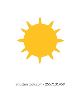 Bright yellow sun symbol representing warmth and optimism in a clear sky during the summer season