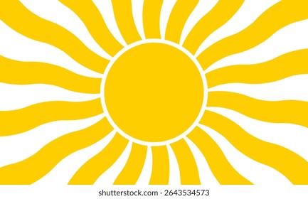 A bright yellow sun with wavy rays extending from a central circle, symbolizing warmth and positivity. This design is ideal for themes related to summer, joy, and sunlight.