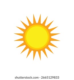 Icono amarillo brillante de la explosión del sol – Clipart plano del sol del Vector con la ilustración radiante de los rayos del sol