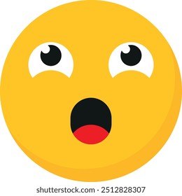 Bright yellow surprised emoji with wide eyes and open mouth