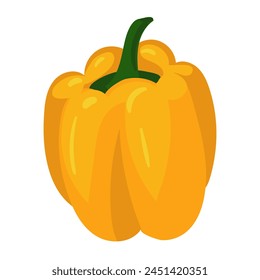 Bright yellow sweet pepper, isolated. Use it in food packaging design to emphasize the attractiveness and nutritional properties of sweet peppers in culinary creations. Vector illustration