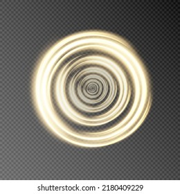 Bright Yellow Swirl. Funnel Light Effect. Abstract Semi-public Element. Vector PNG