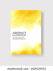Bright yellow textures, abstract hand painted watercolor banner, greeting card or invitation templates, vector illustration.