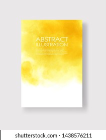 Bright yellow textures, abstract hand painted watercolor banner, greeting card or invitation templates, vector illustration.