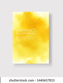 Bright yellow textures, abstract hand painted watercolor banner, greeting card or invitation templates, vector illustration.