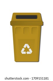 Bright yellow trash can. Separate collection of garbage and waste. The concept of environment, ecology. Icon for your design. Vector illustration.