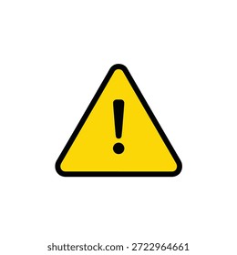 Sinal de aviso triangular amarelo vivo com um ponto de exclamação preto para alertas de segurança.