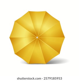 Bright yellow umbrella dome creating shield realistic vector illustration. Protection from rainy weather 3d object on white background