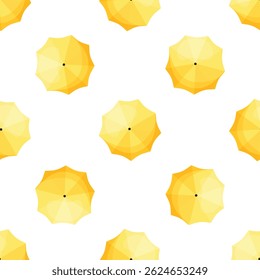 Paraguas amarillos brillantes que crean un patrón transparente alegre y vibrante, ideal para diseños relacionados con la protección contra el Clima, el verano o la lluvia