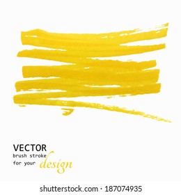 Bright yellow vector brush stroke hand painted background