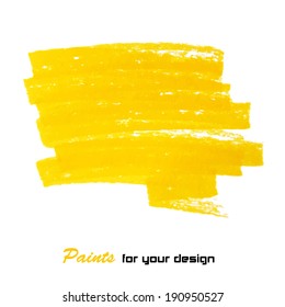 Bright Yellow Vector Brush Stroke Hand Painted Background