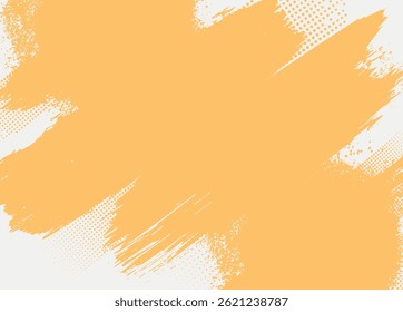 Bright yellow vector brush stroke hand painted background with paint splatter