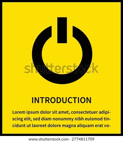 A bright yellow vector graphic featuring a power button and introduction text, suitable for marketing, advertising, and educational materials.
