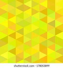 Bright yellow vector seamless geometric pattern.Texture with triangles, rhombus.Mosaic.