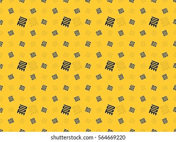 Bright yellow vector seamless pattern with black african symbols nkyinkyim