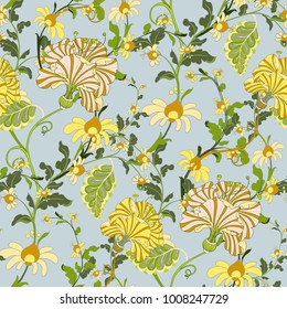 Bright Yellow Vintage Seamless Vector Pattern