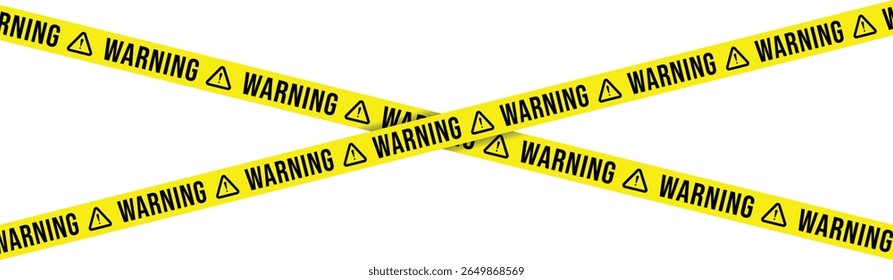 Bright yellow warning tape with black hazard symbols and bold text, ideal for construction sites, danger zones, or safety alerts. Perfect for graphic designs, posters, or web use.