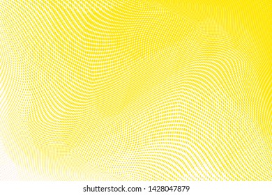 Bright yellow white halftone dots pattern texture background. Low poly design. Modern gradient monochrome dotted vector illustration. Abstract wavy lines