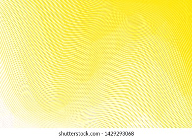 Bright yellow white halftone dots pattern texture background. Low poly design. Modern gradient monochrome dotted vector illustration. Abstract wavy lines