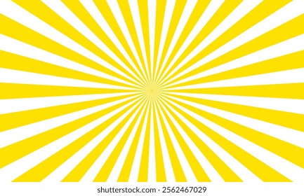 Bright yellow and white radial sunburst pattern with converging lines, creating a cheerful and dynamic geometric visual effect.
