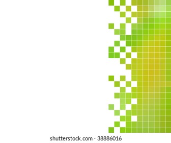 bright yellow-green square tiles mosaic card, vector