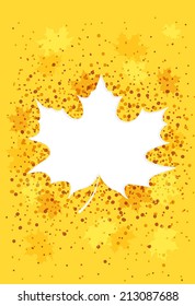 Bright yellow-orange autumn background with maple leaves