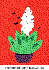Bright yucca with flowers. Creative design with exotic plant. Decorative natural vector elements for greeting card, print, poster, packaging or branding design