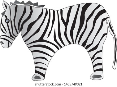 Bright zebra and contrasting white background