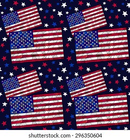 Bright zentangle colorful pattern with United States flag. Vector ornament with USA flag and stars can be used for web design, backgrounds, textures, creating textile, cards and other crafts.