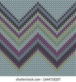 Bright zig zal lines knit texture geometric seamless pattern. Blanket knit tricot  fabric print. Classic warm seamless knitted pattern. Abstract xmas wallpaper.