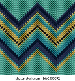 Bright zig zal lines knit texture geometric seamless pattern. Scarf knit effect ornament. Scandinavian style seamless knitted pattern. Fabric canvas illustration.