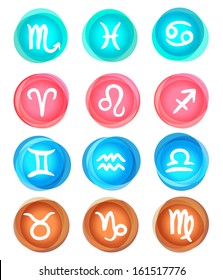 Bright zodiac icon set, vector sign 