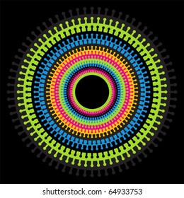 Bright-colored crochet-like decoration element