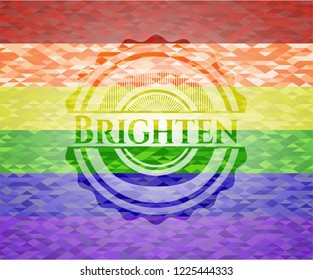 Brighten emblem on mosaic background with the colors of the LGBT flag