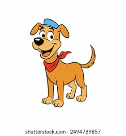 Brighten up your designs with this cheerful dog vector illustration. Featuring floppy ears and a wagging tail, it adds a playful and happy touch to any project. Perfect for animal lovers and graphic d