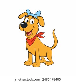 Brighten up your designs with this cheerful dog vector illustration. Featuring floppy ears and a wagging tail, it adds a playful and happy touch to any project. Perfect for animal lovers and graphic d