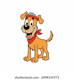 Brighten up your designs with this cheerful dog vector illustration. Featuring floppy ears and a wagging tail, it adds a playful and happy touch to any project. Perfect for animal lovers and graphic d