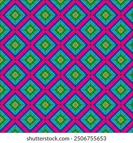 Brighten up your designs with this colorful geometrical pattern, featuring a dynamic blend of shapes and hues that add depth and vibrancy to any creative project. Ideal for making a bold statement."