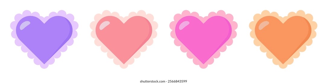 Brighten your Valentine's Day designs with these adorable pastel hearts! Featuring purple, pink, peach, and orange tones, these charming hearts are perfect for cards, invitations, festive decorations